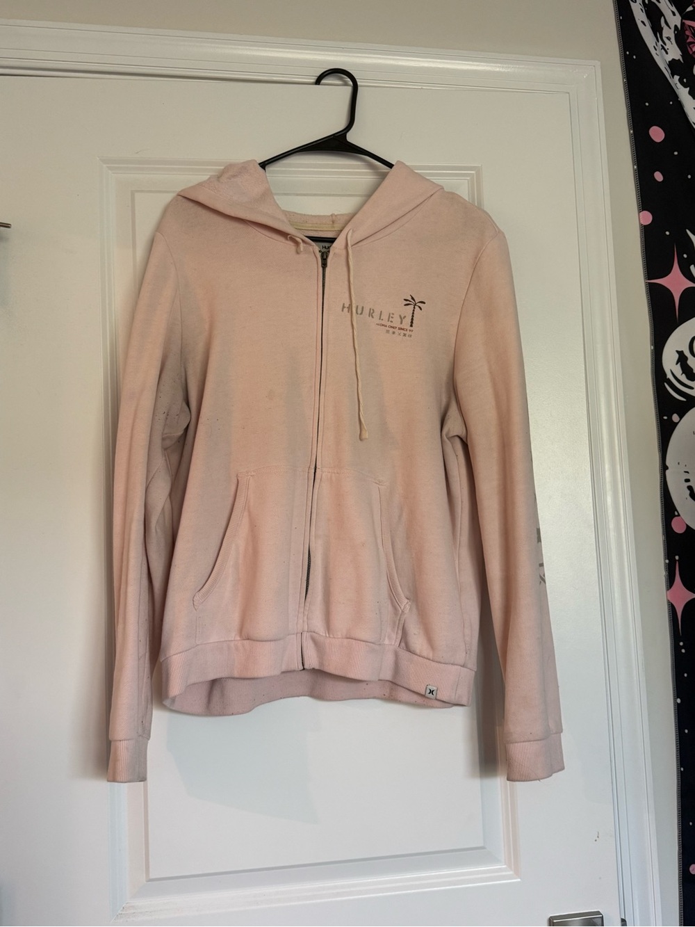 Hurley Light Pink Full-Zip Hoodie with Palm Logo